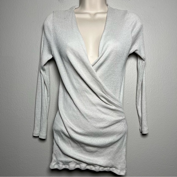 Michael Stars Women Top One Size Gray Tan Long Sleeve Balletcore Coquette - Picture 2 of 10